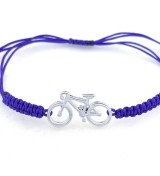 Pulsera bicicleta carretera de plata ley macrame lila