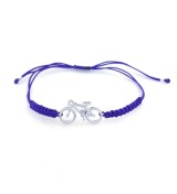 Pulsera bicicleta mountain bike carretera de plata ley macrame lila