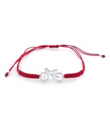 Pulsera bicicleta carretera plata ley macrame rojo