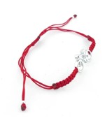 Pulsera bicicleta carretera plata ley macrame rojo
