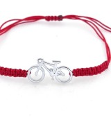 Braçalet bicicleta carretera plata macrame vermell