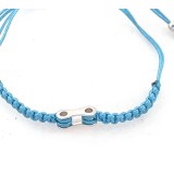 Braçalet cadena bicicleta plata macrame blau clar