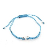 Braçalet cadena bicicleta plata macrame blau clar