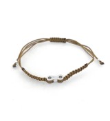 Braçalet cadena bicicleta de plata amb macrame daurat