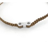 Braçalet cadena bicicleta de plata amb macrame daurat