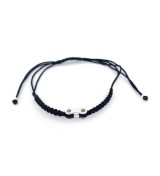 Braçalet cadena bicicleta plata macrame negre