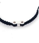 Braçalet cadena bicicleta plata macrame negre
