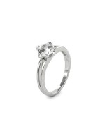 Anell solitari de plata rodiada amb circonita