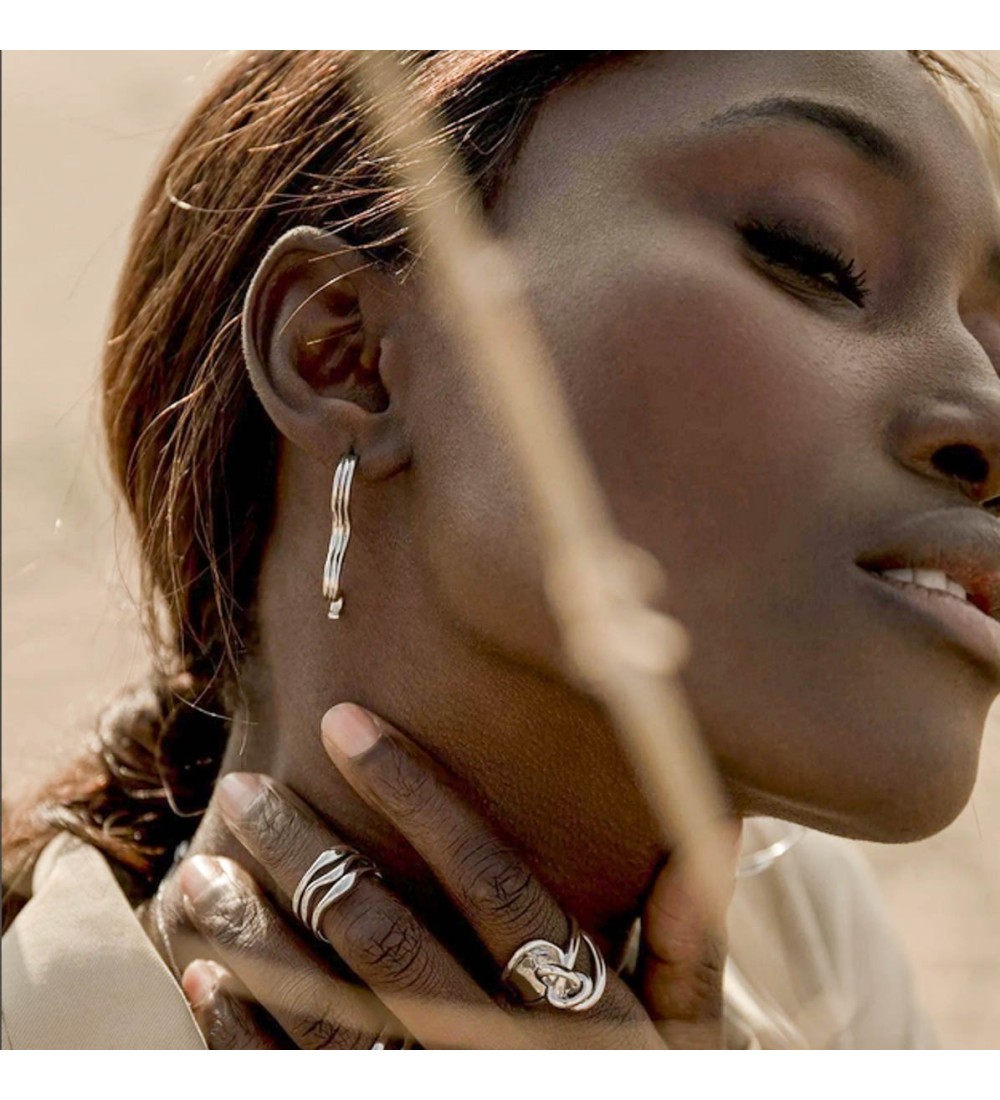 Arracades llargues plata ondulades Lineargent