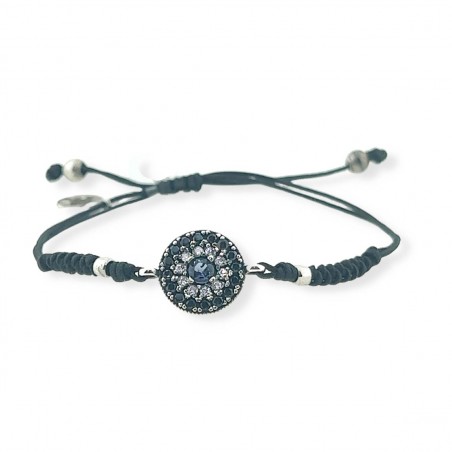 Pulsera TopSilver de plata y macramé con nanogem azul